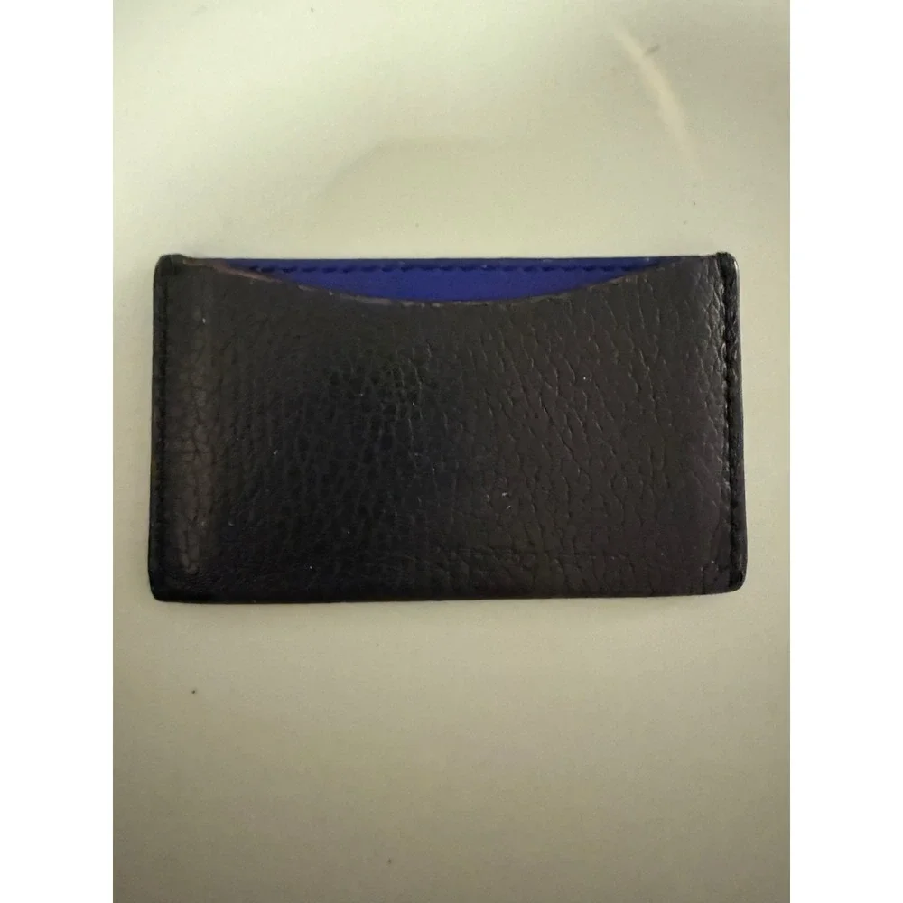 Tyler Ellis Wynn Credit Card Holder Black Raven Pebbled Leather Handmade Italy